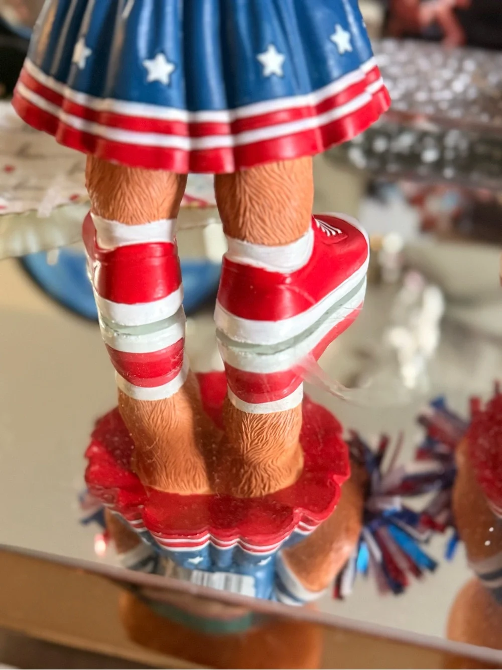 Patriotic Cheerleader Bear Figurines – Set of 2 – 12” Tall NWOT